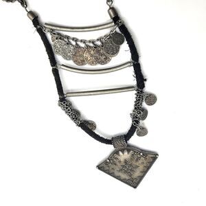 Vintage Belly Dance Dangle Coin Pendant Statement Necklace Statement 30in
